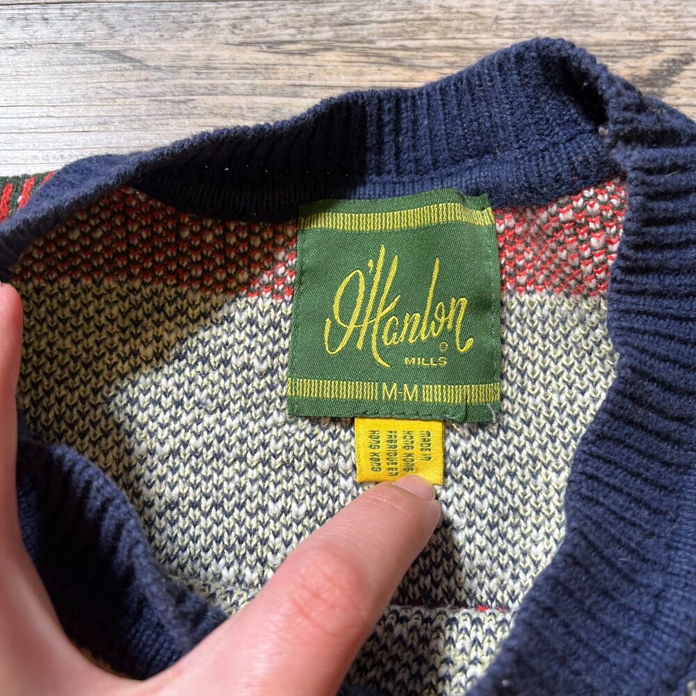 O'Hanlon Mills Sweater Men's Medium Knit Patchwork Urban Outfitters Multicolor - Picture 3 of 11
